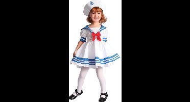 Vegaoo - Wit en blauw matroos kostuum voor meisjes