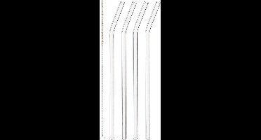 Leonardo CIAO - Glazen Rietjes met Knik - 23cm- 4 stuks + borstel