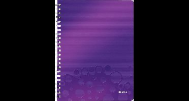 Leitz WOW Spiraalgebonden A4 Notitieboek met Kunststof Kaft - 80 Vel - Gelijnd - FSC Gecertificeerd - Paars