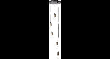 BRILLIANT lamp Ugolin hanglamp 5 flg zwart / antiek geborsteld messing | 5x A60, E27, 40W, geschikt voor standaardlampen (niet inbegrepen) | Schaal A ++ tot E | Kabel kan worden ingekort