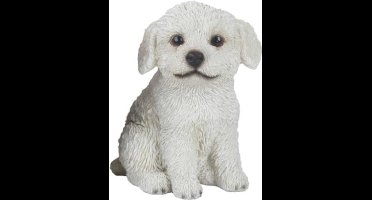 Esschert Design Puppy Zittend 15,4 X 12,8 Cm Polyresin Wit