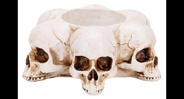 Theelichthouder Skulls Wit 11x11xh4cm Po Lyresin