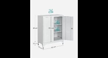 Kantoor Kast - Dossier Kast - Kantoor - Kantoorartikelen - Kast - Dressoir - Kasten - Opbergkasten Met Deuren - Boekenkast - Boeken Kast Merk - Lichtgrijs