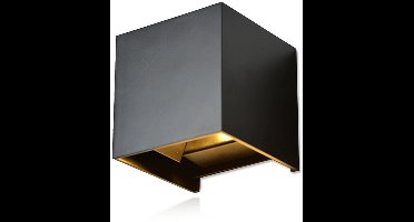 Zwart wandlamp - kubus dimbaar - 6 Watt 3000K IP54