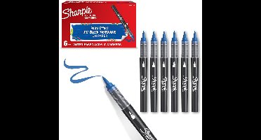 Sharpie Creative Marker Acrylverfmarkers | Brushtip | Verfmarkers op waterbasis | Inkt loopt niet door en geschikt voor de meeste oppervlakken | Blauw | 6 stuks