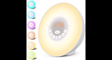 Zonsopgang Wekker - Led Digitale Wekker Met Weklicht Voor De Slaapkamer - Met Touchscreenbediening - 7 Kleuren Licht - 6 Natuurlijke Geluiden - Fm-Radio En Snooze/Zonsondergangsimulatie - Zonsopgang Wekker Voor Diepe Slapers En Kinderen