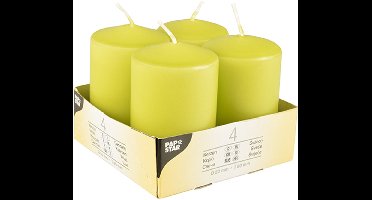 6x 4 Stompkaarsen Ø 50 mm · 80 mm kiwi
