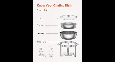 Voedselverwarmer – Buffetwarmer – Warmehoudplaat – Chafing Dish – Warmhoudpan – Roestvrij Staal – 4 Bakken Van 4,7L