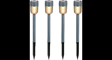 Grundig Solar Tuinverlichting 4 Stuks - Tuinverlichting op Zonne Energie met Warm Wit Licht - Buitenverlichting met IP44 Bescherming - Tuinlampjes voor Paden en Terras