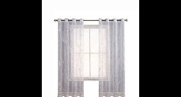 Transparante gordijnen met plooien en ringen - Golvende gordijnen met ringen - Moderne minimalistische semi-verduisterende gordijnen - Veelzijdige gordijnen in effen kleur 132 x 160 cm (breedte x hoogte), wit - 1