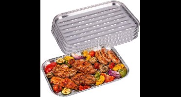 Alpina barbecue grillschalen - 5x - 34 x 24 cm - aluminium - Vlees / groente grillen - BBQ rooster