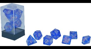 HOT Games dobbelstenen set blauw kunststof D20 D12 D10 D8 D6 D4.