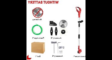 Grastrimmers - Met Accu - Draadloze - Snoeischaar - Onkruidborstel Electrisch - Snijder - 10 inch - 18V Batterij - 36000RPM - Tuingereedschap - Vouwbaar - Verstelbaar Handvat - Vouwbaar Ontwerp - Zonder Accu