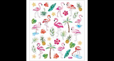 Flamingo stickervel met 37 gekleurde stickers