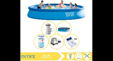 Intex Easy Set Zwembad - Opblaaszwembad - 457x84 cm - Inclusief Afdekzeil, Filter, Zoutsysteem en Zout