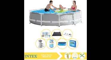 Intex Prism Frame Zwembad - Opzetzwembad - 305x76 cm - Inclusief Afdekzeil, Onderhoudspakket, Filter, Stofzuiger, Solar Mat en Zwembadtegels