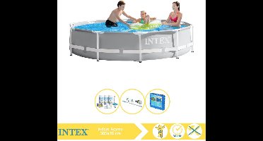 Intex Prism Frame Zwembad - Opzetzwembad - 305x76 cm - Inclusief Onderhoudspakket, Stofzuiger en Zwembadtegels