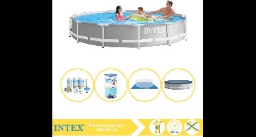 Intex Prism Frame Zwembad - Opzetzwembad - 366x76 cm - Inclusief Afdekzeil, Onderhoudspakket, Filter en Grondzeil