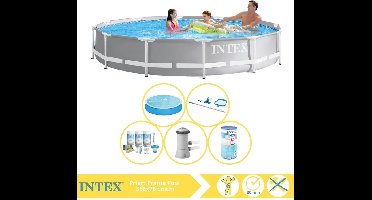 Intex Prism Frame Zwembad - Opzetzwembad - 366x76 cm - Inclusief Solarzeil, Onderhoudspakket, Zwembadpomp, Filter en Onderhoudsset