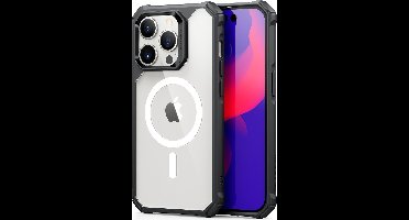 ESR Air Armor HaloLock iPhone 14 Pro Max Hoesje Geschikt voor Draadloos Opladen met Magnetische Ring Clear Zwart