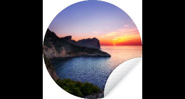 WallCircle - Muurstickers - Behangcirkel - Zee - Rots - Berg - Natuur - ⌀ 30 cm - Muurcirkel - Zelfklevend - Ronde Behangsticker