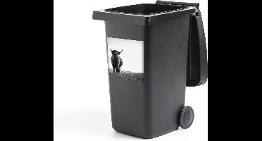 Container sticker Dieren - Schotse hooglander - Zwart wit - Natuur - Landelijk - 40x40 cm - Kliko sticker