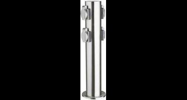 Heitronic 35104 Buitenstopcontact 4-voudig RVS Kinderbeveiliging