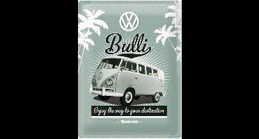 Metalen wandbord 'Volkswagen VW Bulli' 15 x 20 cm