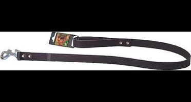 Leren lijn met karabijnhaak donkerbruin 25mm - 100cm