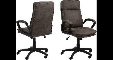 24Designs Dorian Bureaustoel - Stof Antracietgrijs - Zwart Onderstel Met Wielen