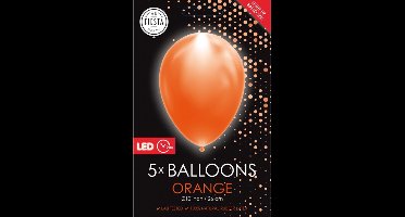 Wefiesta Ballon Led 25 Cm Latex Oranje 5 Stuks