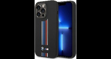BMW M Silicone Vertical Lines Back Case - Geschikt voor Apple iPhone 14 Pro (6.1") - Zwart