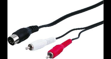 5-pin DIN (m) naar Stereo Tulp (m) Kabel - 1,5 meter - Zwart