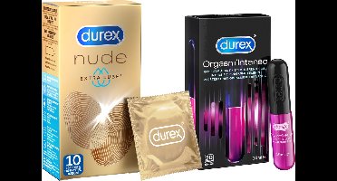 Durex - 20 Condooms - Nude Extra Lube 10st - Orgasm Intense Stimulerende Gel 10st