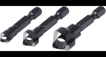 wolfcraft - Verzinkboor Set - 3 Verzinkboren Ø 8 , 12 , 16 mm - Zeskantschacht - 4375000