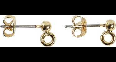 Oorsteker, L: 13 mm, d 3,8 mm, gatgrootte 0,8 mm, verguld, 10 stuk/ 1 doos