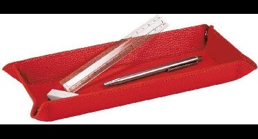 Lederen opbergbakje rechthoekig met druksluiting - Rood