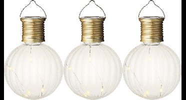 Lumineo Solar led hanglamp - set 3x - zonne-energie - kunststof - warm wit