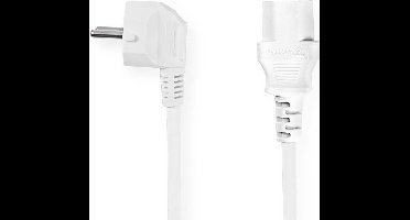 Nedis Stroomkabel - Type F (CEE 7/7) Male - IEC-320-C13 - Gehoekt - Recht - Vernikkeld - 10.0 m - Rond - PVC - Wit - Doos