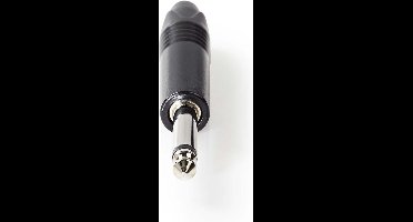 Nedis 6,35 mm Audioconnector - Recht - Male - Vernikkeld - Soldeer - Diameter kabelinvoer: 6.0 mm - Aluminium - Zwart - Polybag - 1 Stuks