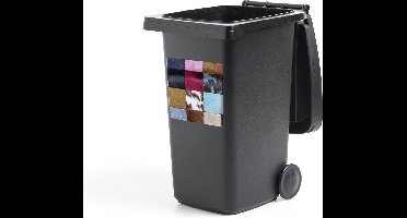 Container sticker Een kleurrijk en geruit tapijt met onder andere een koeienhuid - 40x40 cm - Kliko sticker