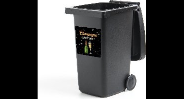 Container sticker Champagne - Fles - Glas - 40x40 cm - Kliko sticker - Cadeau voor vrouw - Cadeau voor man