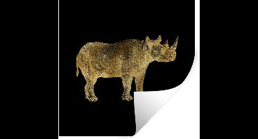 Muurstickers - Sticker Folie - Vintage - Neushoorn - Zwart - 30x30 cm - Plakfolie - Muurstickers Kinderkamer - Zelfklevend Behang - Zelfklevend behangpapier - Stickerfolie