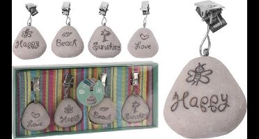 Excellent Houseware Tafelkleedgewichten - 4x - polystone - zomerse tekst