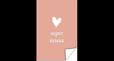 Poster Presentje voor Moederdag super mama lichtroze/wit - 20x30 cm