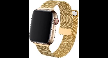 Bandje geschikt voor Apple Watch 45 mm Series 7 - Goud Milanese Band