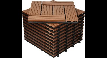 WPC terras tegels 30x30 cm set van 11 voor 1m² antraciet in houtlook mozaïek met drainage en kliksysteem