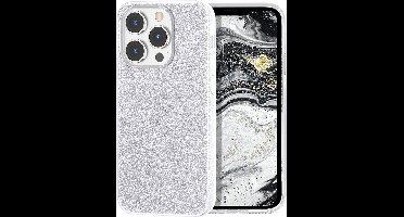 Hoesje Geschikt voor iPhone 13 Pro Max Hoesje Glitters Siliconen Zilver - Glitter Hoesje Geschikt voor iPhone 13 Pro Max hoesje TPU Case - Cover