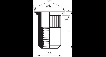 Masterfix Blindklinkmoer M8x18,5mm - staal (verzinkt) - verzonken kop (Per 250 stuks)