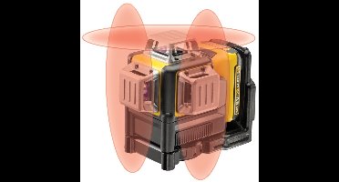 DeWalt DCE089D1R 10,8V Li-Ion accu zelfnivellerende 3x 360 graden multilijnlaser set (1x 2.0Ah accu) in koffer - 3 lijnen - 15m